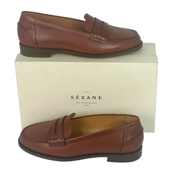 New Sézane André Mocassins Loafers Naturel Heritage Brown Leather  EU 38 / US 7 - Picture 4 of 10